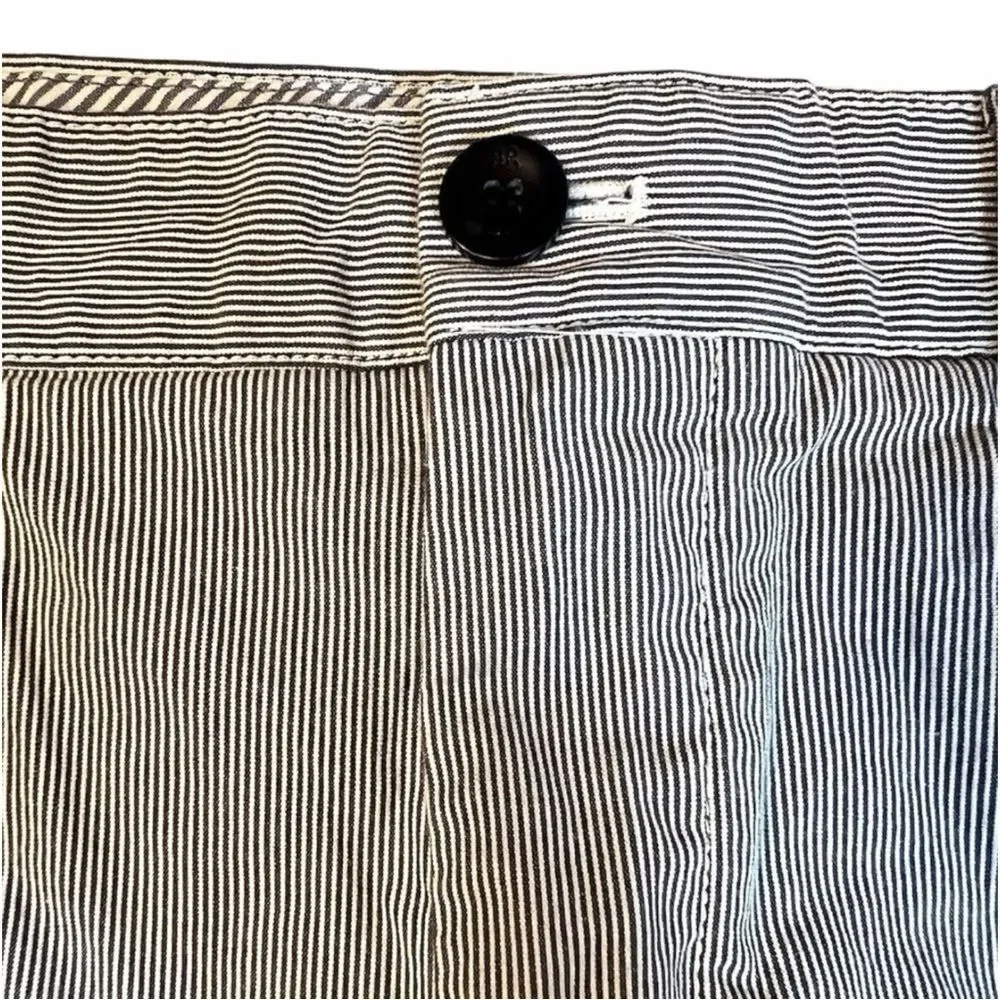 Mens Blue White Pinstripe Chino Shorts Size 35 Banana Republic Aiden Cotton